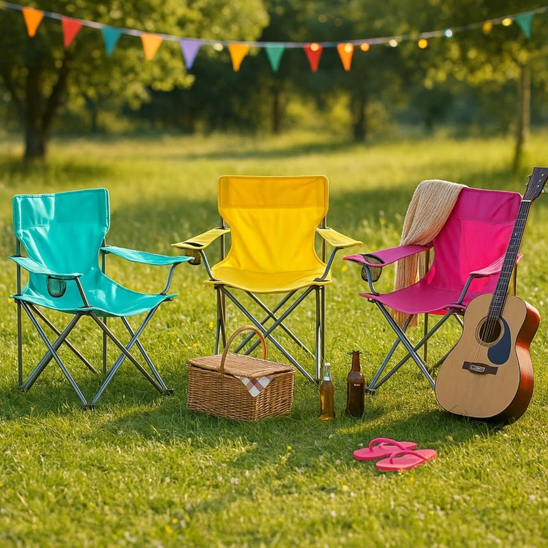 Folding Camping Chair - Foldable Metal Chair with Cup Holder & Carry Bag - Image 4